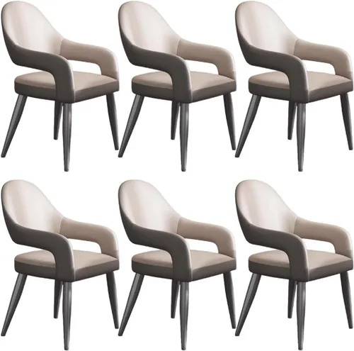 Vista 18 de YVYKFZD Leather Dining Chairs, Leisure Kitchen Chairs Set, Upholstered Dining Room Chairs with Backrest, Lounge Armchair Comfy Side Chair, for Brown