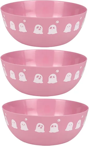 Vista 15 de 3 cuencos de plástico de Halloween para dulces, cuencos reutilizables para Halloween, suministros para fiestas de Halloween (fantasma negro)