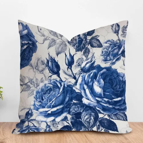 Vista 8 de ArogGeld Funda de cojín azul índigo floral y pájaro azul marino chinoiserie chinoiserie peonía cuadrada almohada tradicional china china europea