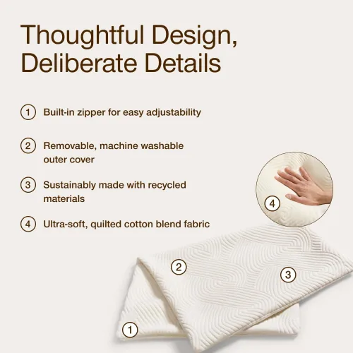 Vista 3 de Coop Home Goods Funda de almohada de látex tamaño King, funda de almohada ultrasuave y transpirable de mezcla de algodón con cremallera, lavable a
