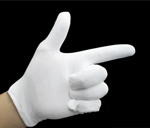 Vista 3 de DH - 12 pares de guantes de algodón blanco suaves, guantes de trabajo elásticos para inspección de joyas