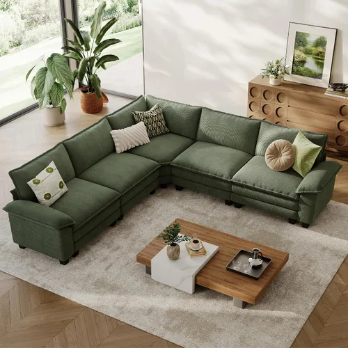 Vista 24 de LINSY HOME Sofá modular Cloud de 90 pulgadas, sofá modular modular de pana, sofá modular modular de pana, sofá biplaza moderno y cómodo, perfecto