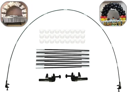 Vista 2 de LANGXUN Kit de arco de globos de mesa de 12 pies y 2 juegos de soporte de columna de globos de 50 pulgadas de alto para decoraciones de cumpleaños