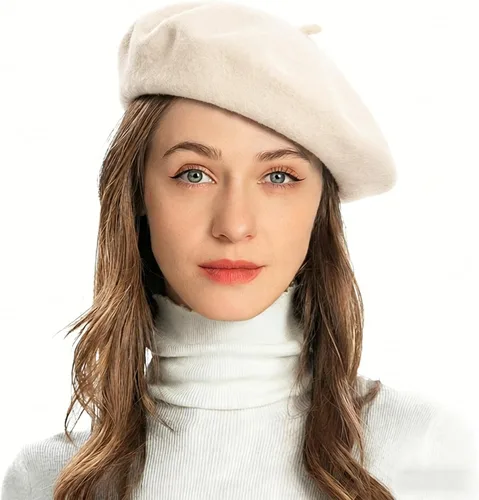 Vista 47 de ZLYC Boina Francesa de Lana Sombrero Color Sólido Gorra Boina para Mujeres y Niñas Amarillo básico