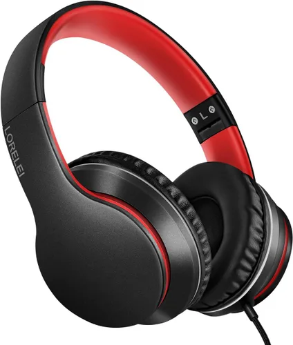 Vista 10 de LORELEI X6 Auriculares Over-Ear con Micrófono, Ligeros Plegables y Portátiles con Graves Estéreo con Cable de 1.45M Sin Enredos para Smartphone