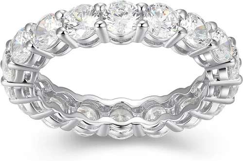 Vista 5 de Amazon Essentials Eternity Band - Anillo de plata de ley con circonita cúbica