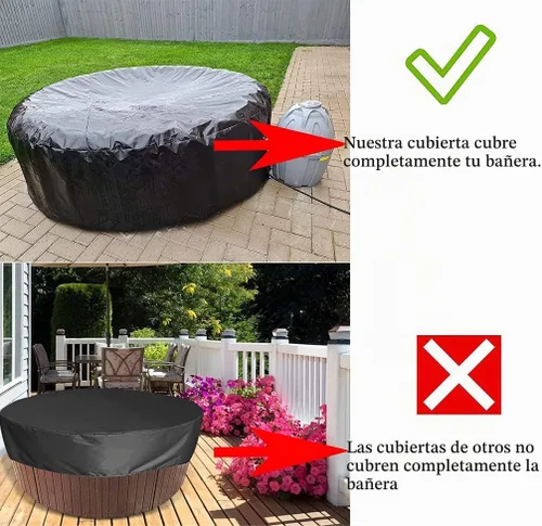 Vista 5 de Cubierta impermeable para bañera de hidromasaje, impermeable, portátil, redonda, inflable, protector para bañera de hidromasaje, piscina, muebles