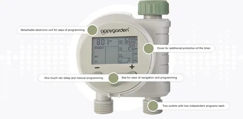 Vista 4 de Appy Garden Edge 2 Plus Temporizador automático programable para grifo de manguera de rociador (doble puerto)