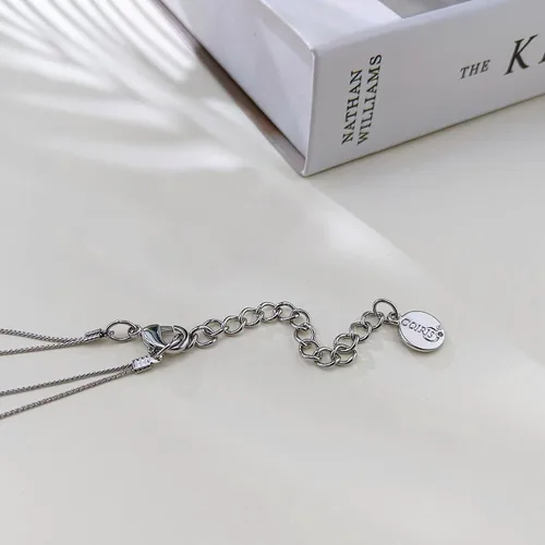 Vista 5 de Coiris Collar largo con cuentas de alambre de ilusión de 2 capas con pendientes, collar largo para mujer