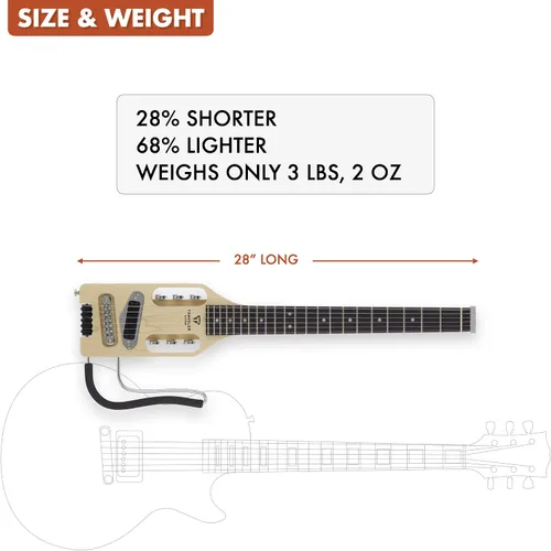 Vista 3 de Traveler Guitar Guitarra eléctrica ultraligera de arce Eléctrica portátil con reposarazo extraíble Guitarra sin cabeza a escala completa de 24