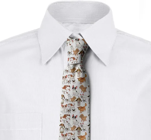Vista 3 de Ambesonne Men's Tie, Cartoon Composition, Necktie, 3.7", Multicolor