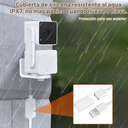 Vista 5 de delilyn Paquete de 2 cables de extensión USB de 25 pies compatibles con WYZE Cam Pan V3/V3 Pro/V2, Cam V4/V3, Cam OG/V2, cable de carga de extensión