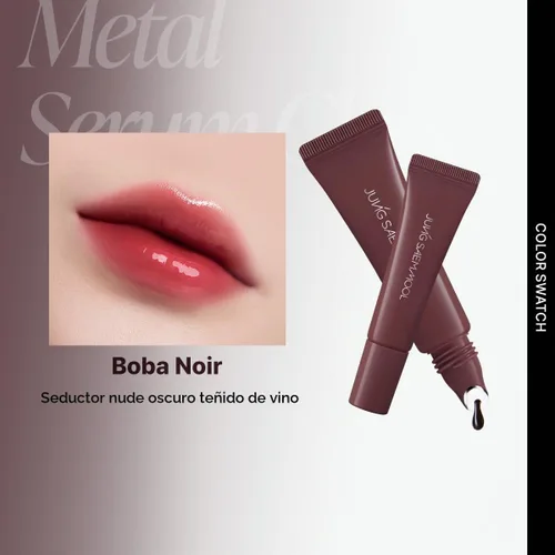 Vista 3 de LIP-PRESSION Metal Serum Gloss Brillo de labios coreano (Boba Noir)