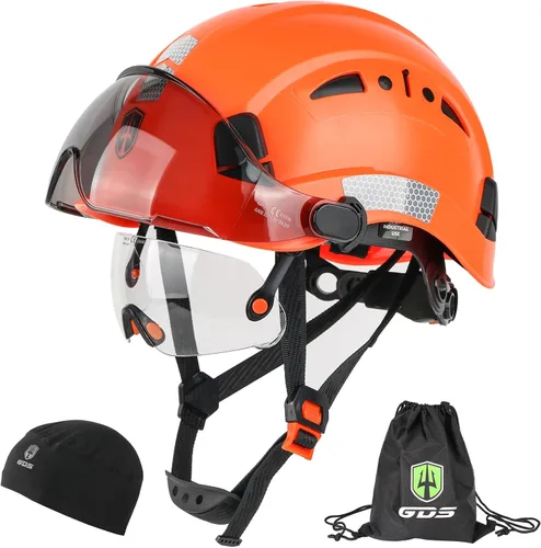 Vista 12 de GREEN DEVIL Casco de seguridad con visera tintada y transparente con ventilación Casco de construcción ABS Cascos de construcción para hombres