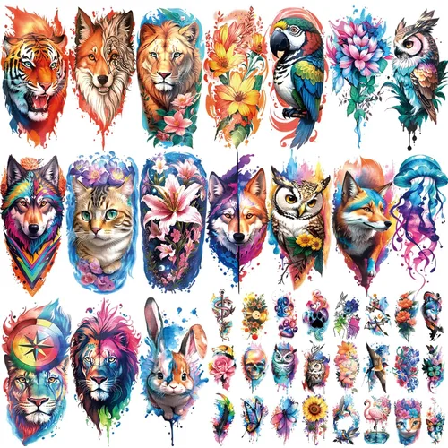 Vista 8 de Yazhiji 49 hojas de flores grandes Butterfies corona, tatuajes temporales impermeables para mujeres y niñas, tatuajes falsos para niños o adultos