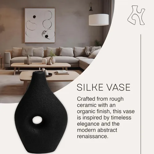 Vista 2 de Silke - Jarrón decorativo grande y moderno, mediano, color negro