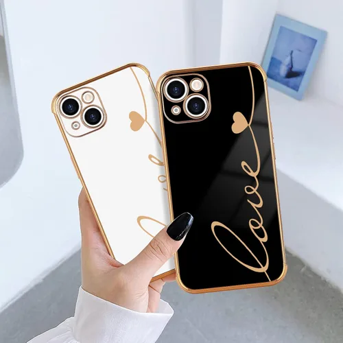 Vista 6 de LCHULLE Funda para iPhone 13 para mujeres y niñas, lindo corazón de amor Negro