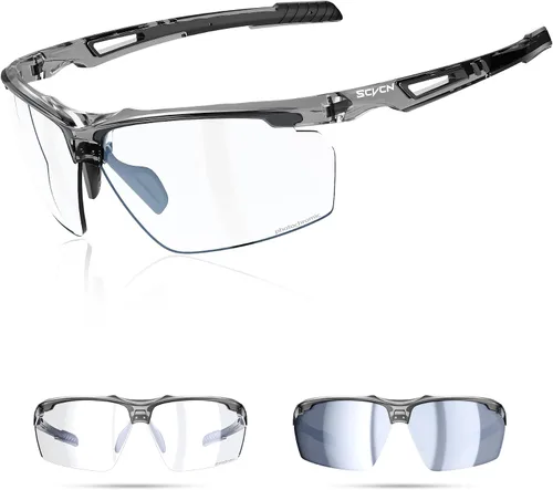 Vista 17 de SCVCN Gafas de sol deportivas fotocromáticas para ciclismo, gafas transparentes para hombres y mujeres, protección UV400, MTB BMX, pesca, correr, S86