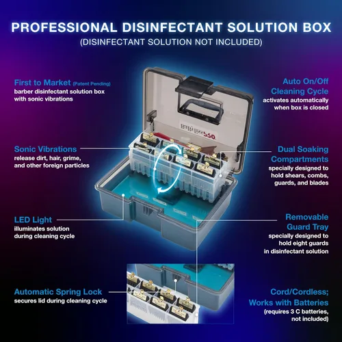 Vista 2 de BaBylissPRO BarberSONIC - Caja de almacenamiento desinfectante para cortadoras y cortadoras, protectores y accesorios de peluquería