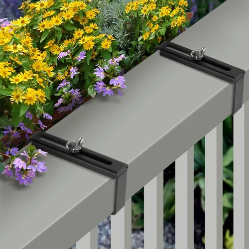 Vista 6 de Soporte ajustable para macetero, negro, 1 par, para colgar, hierro de aleación de acero de aleación, compacto, sin taladro, se adapta a 5-8.3