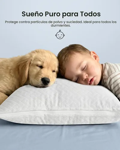 Vista 6 de Utopia Bedding Protectores de almohada impermeables de tela 3D Airsoft de alta calidad con cremallera, tamaño Queen (paquete de 2), fundas de Blanco