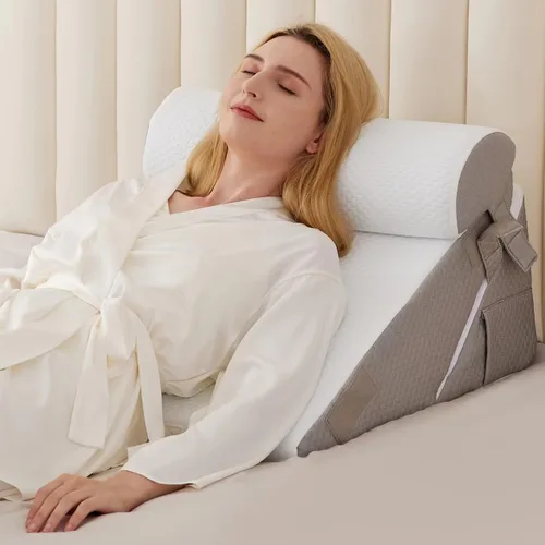 Vista 16 de BIEEZZK Juego de almohadas de cuña para después de la cirugía, almohada de cuña para reflujo ácido, almohada de cuña de cama con ajustable de 9 y 12