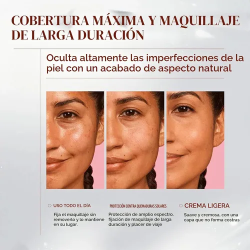Vista 4 de Barra de base, Spf 50+ PA +++ protector solar mineral para cara y cuerpo, protección para la cara, maquillaje de base multiusos, hidratante, ligero