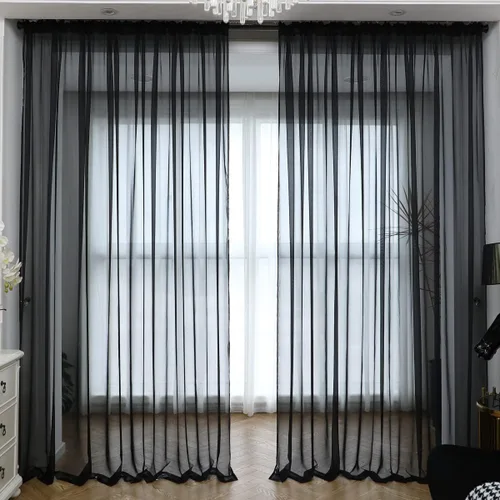 Vista 24 de L&TEC Cortinas traslúcidas para la ventana de color beige, 2 paneles de 48x45 pulgadas, con bolsillo básico para la barra de la cortina