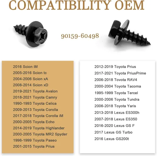 Vista 6 de 30 tornillos de cabeza hexagonal OE 90159-60498, tornillos de repuesto para RAV4 Avalon Camry Highlander Prius ES300h GS350