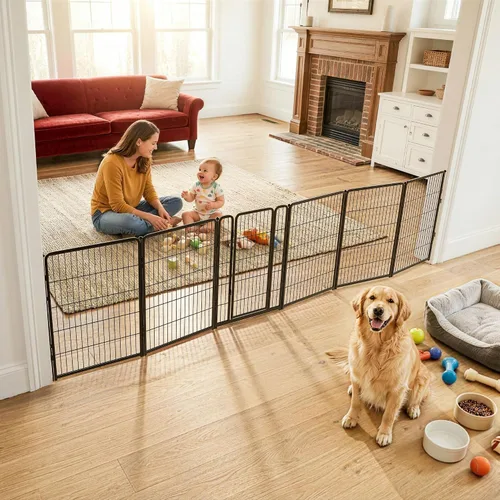Vista 16 de FXW - Puerta para perro, extra ancha ajustable para aberturas de hasta 46 pulgadas, 24 pulgadas de alto Negro