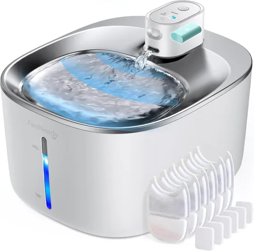 Vista 8 de FEELNEEDY Fuente de Agua para Gatos Operada por Batería, 4L/135 fl oz Fuente de Agua para Mascotas para Gatos y Perro con Sensor de Movimiento