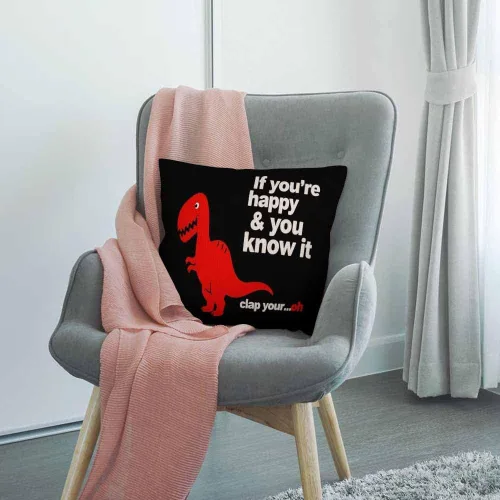 Vista 3 de HGOD DESIGNS Funda de almohada cuadrada de lino y algodón con dinosaurio rojo para hombres y mujeres, decoración del hogar, sofá, dormitorio, sala