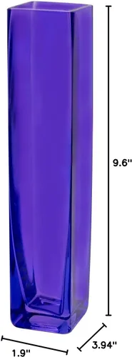 Vista 7 de Royal Imports jarrón decorativo de vidrio. Sirve como centro de mesa para el hogar o para bodas., Azul (Cobalt Blue) Single Stem Vase Flower Rose