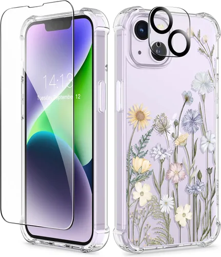 Vista 185 de GVIEWIN - Funda para iPhone 11 con protector de pantalla + protector de lente de cámara, cubierta protectora transparente suave de poliuretano
