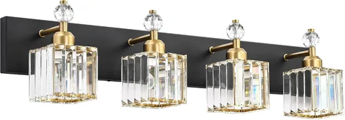 Vista 25 de PRESDE Aplique de pared de cristal único, lámpara de tocador cromada moderna, lámpara de pared de 1 luz para baño, dormitorio, pasillo