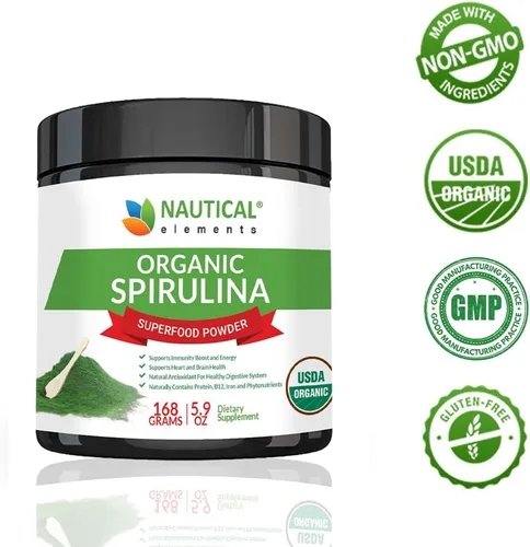 Vista 3 de Polvo de espirulina orgánica USDA de alta calidad, espirulina orgánica de algas verdes azules de California y Hawái, 100% vegetariana y vegana, sin