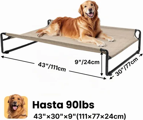 Vista 6 de Veehoo Camas elevadas para perros grandes, cuna lavable con reposacabezas laterales, cama elevada para perros al aire libre con patas