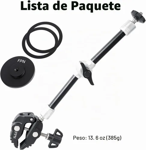 Vista 7 de Soporte magnético para teléfono totalmente metálico con súper abrazadera y brazo largo de 10 pulgadas para Magsafe, soporte ajustable para espejo