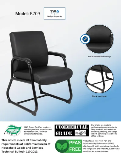 Vista 4 de Boss Office Products Silla de invitados Caressoft resistente en negro, 350 libras (B709)