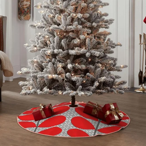 Vista 6 de Falda de árbol de Navidad de 30 pulgadas, hojas danesas de mediados de siglo, falda de árbol de Navidad para fiestas de vacaciones, decoración