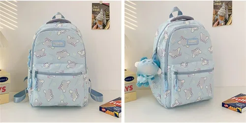 Vista 2 de Roffatide Dibujos animados toda la impresión casual mochila portátil mochila viaje senderismo mochila mochila azul