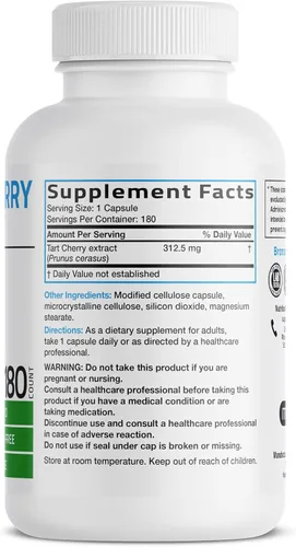 Vista 2 de Bronson Cápsulas vegetarianas de extracto de cereza ácida con antioxidantes y flavonoides sin OMG, 180