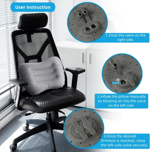 Vista 26 de Crisonky Almohada de camping – Almohada inflable – Almohadas de viaje para mochilero y avión, soporte lumbar 2.0 almohadas inflables, ultraligeras