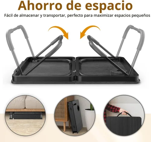 Vista 7 de BUYIFY Mesa de cama plegable de 23.4 pulgadas con bandeja portavasos