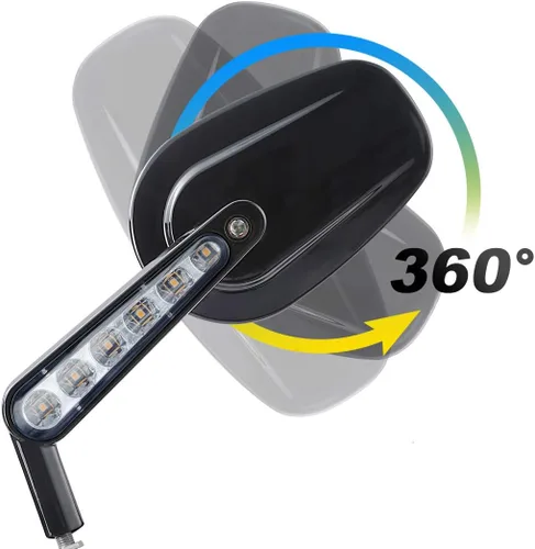 Vista 5 de Espejos retrovisores musculares LED intermitentes aptos para Harley VROD Negro