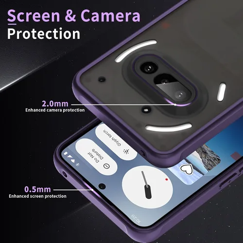 Vista 4 de Funda para Nothing Phone (3a), parte trasera de policarbonato duro mate translúcido y funda protectora de TPU suave con protección a prueba