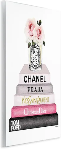 Vista 2 de The Stupell Home Decor Collection Book Stack Fashion Candle Pink Rose