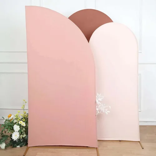 Vista 155 de Efavormart - Juego de 4 fundas de elastano beige para arco de media luna, fundas de telón de fondo Chiara de 2.5 pies a 7 pies para escenarios