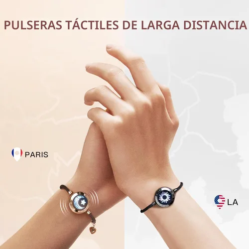 Vista 2 de TOTWOO Sun and Moon Long Distance Touch Bracelets for Couples Negro y oro rosa