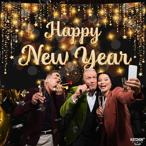 Vista 7 de KatchOn, Banner de Feliz Año Nuevo 2026 - XtraLarge 72x44 Pulgadas Telón de Fondo de Feliz Año Nuevo para Decoraciones de Año Nuevo 2026 Banner